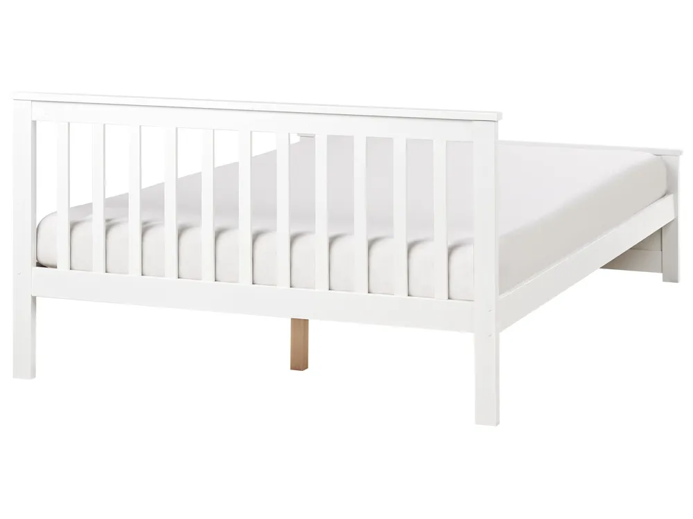 Bed Pine Wood OLENDON 140 x 200 cm (EU Double) White_954753