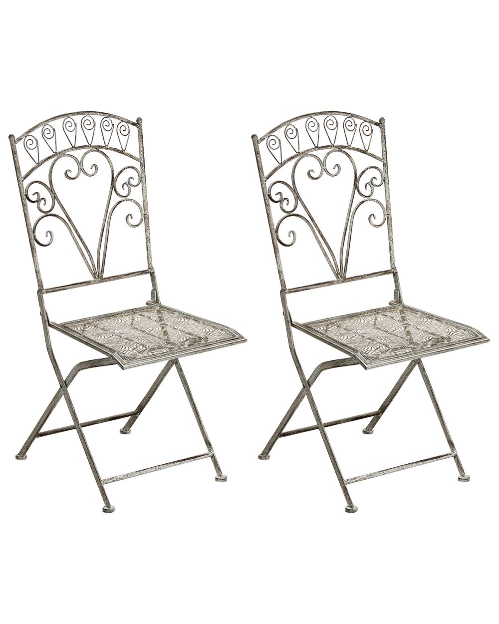 Set of 2 Garden Chairs NURRA Folding Metal Grey