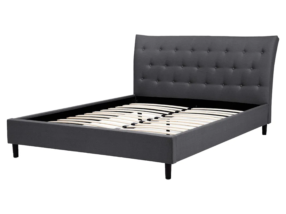 Bett mit Lattenrost Stoff SAVERNE 160 x 200 cm Dunkelgrau_708229