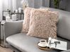 Set of 2 Shaggy Cushions 45 x 45 cm Beige CIDE_801785