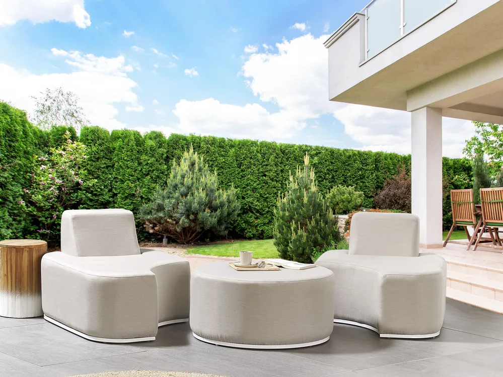 Garden Lounge Set with Table 2 Seater FABRO Modular Light Grey
