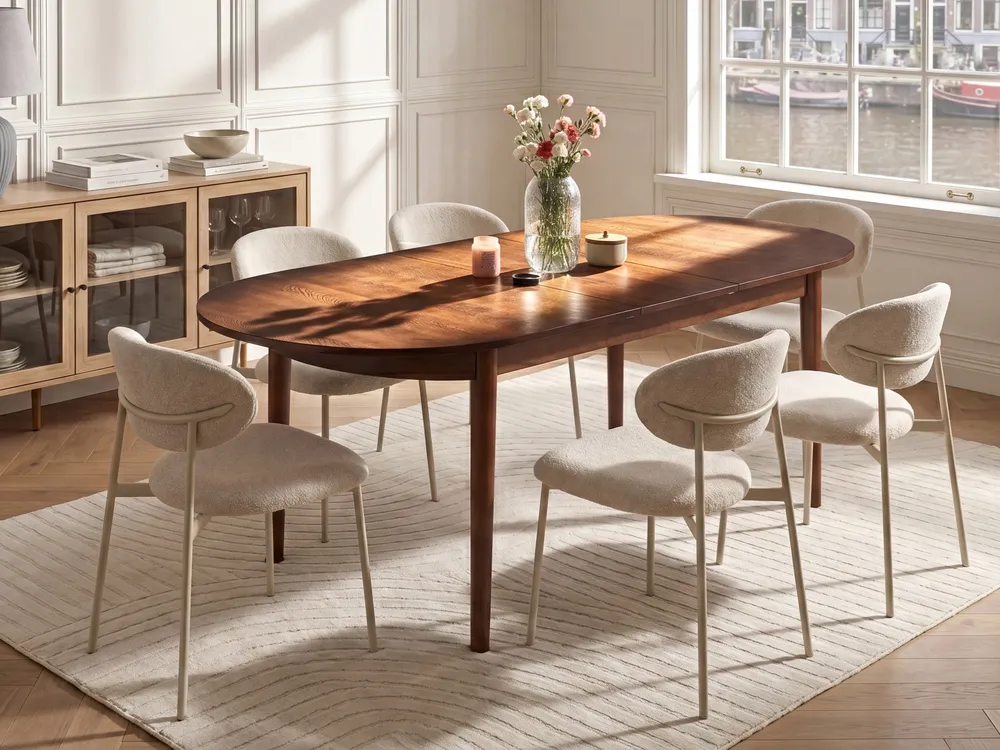 Extending Dining Table LARTO Dark Ash Wood 180/220 cm 90 cm_1101095