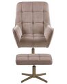 Velvet Armchair with Footstool Beige MOLLE_780902