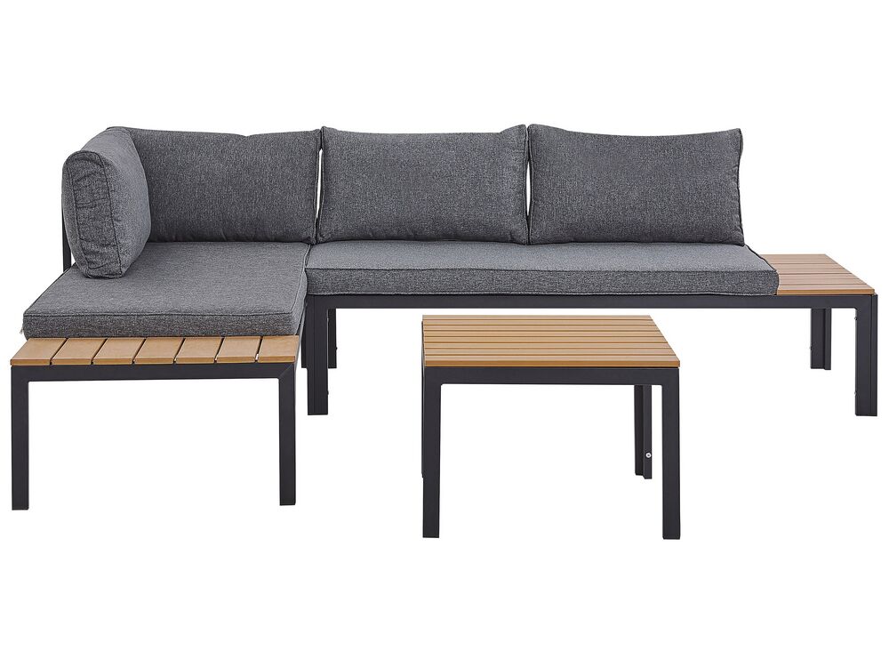 Garden Corner Sofa with Table 4 Seater PIENZA II Modular Grey Right Hand