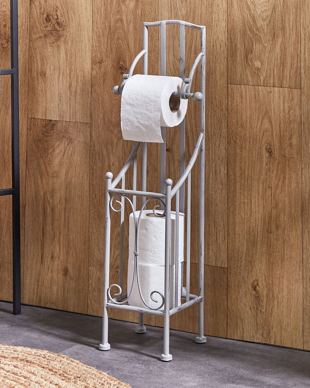 Freestanding Metal Toilet Paper Holder Grey BRISA Beliani.es