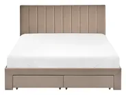 Bett mit Schubladen LONZAC Samtstoff Taupe 140 x 200 cm_1014831