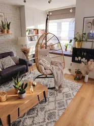 Hanging Chair with Stand CASOLI PE Rattan Natural_779478