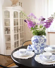 Set of 12 Dinnerware GALANGAL Porcelain White/ Blue_1146769