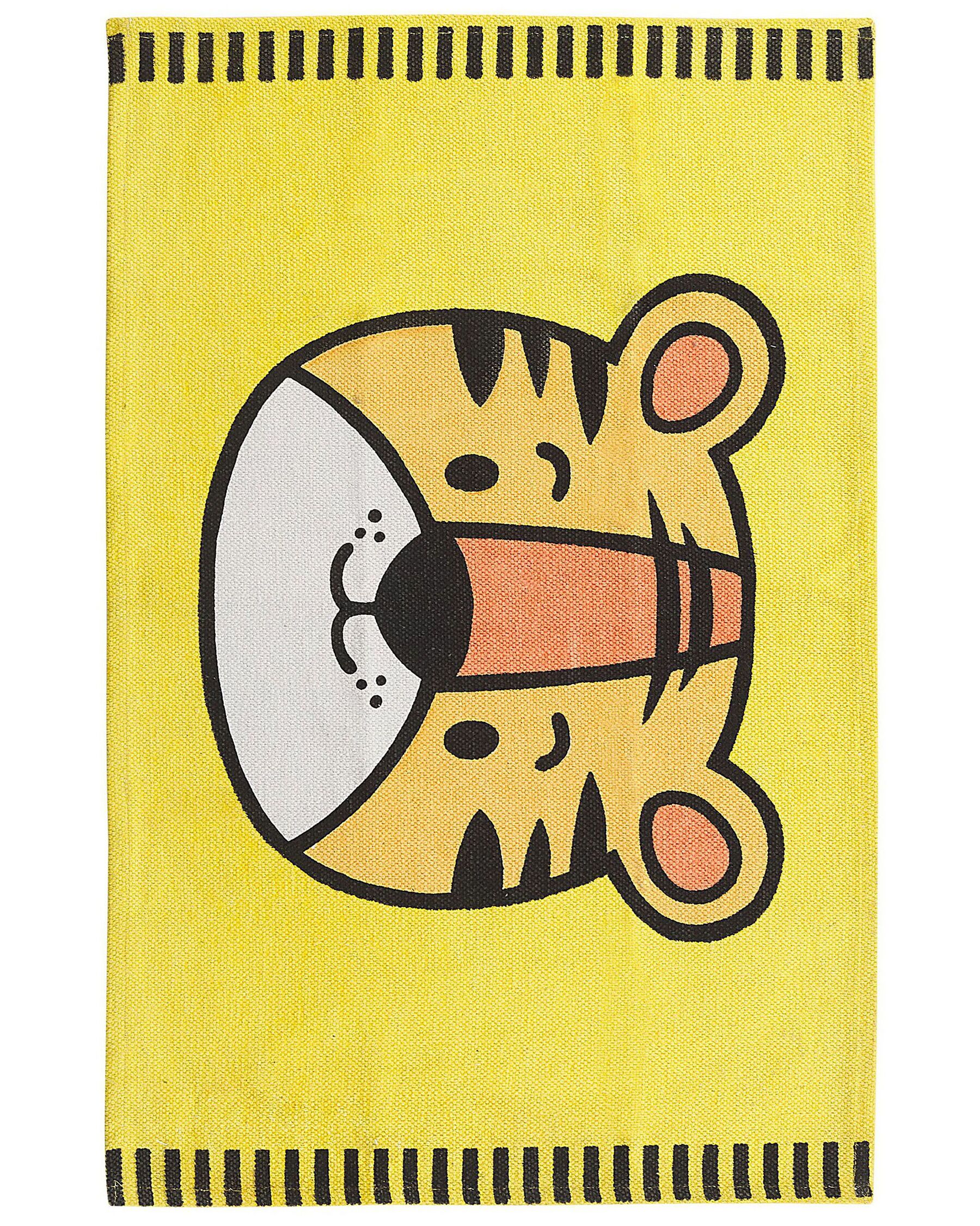 Detský bavlnený koberec s motívom tigra 60 x 90 cm žltý RANCHI_790775