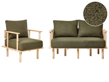 Boucle Living Room Set Dark Green ASKER