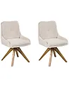 Set of 2 Dining Chairs Swivel DORRIS Fabric Light Beige