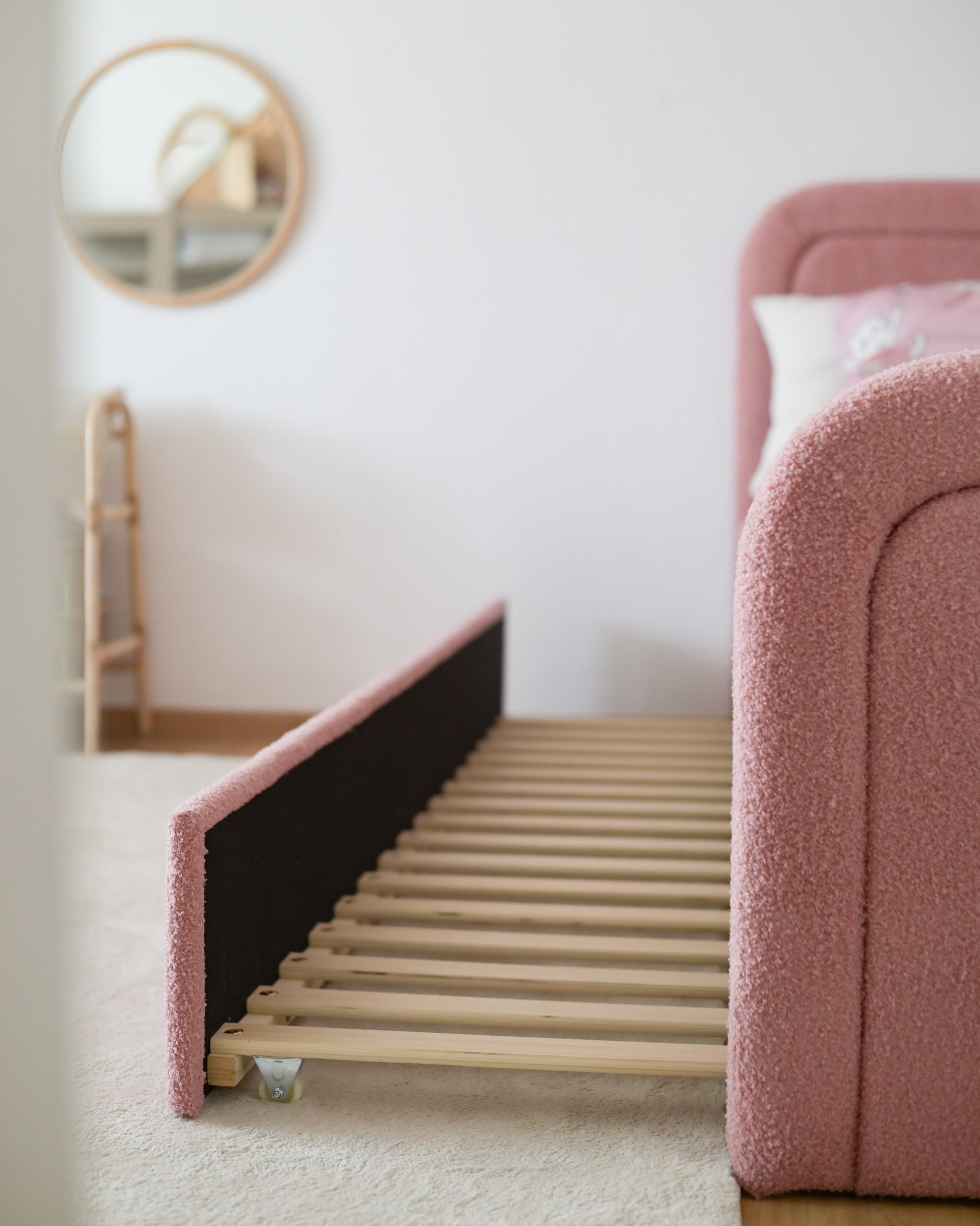 Trundle Bed Boucle RAYSSAC 90 x 200 cm (EU Single) Pink_1182525