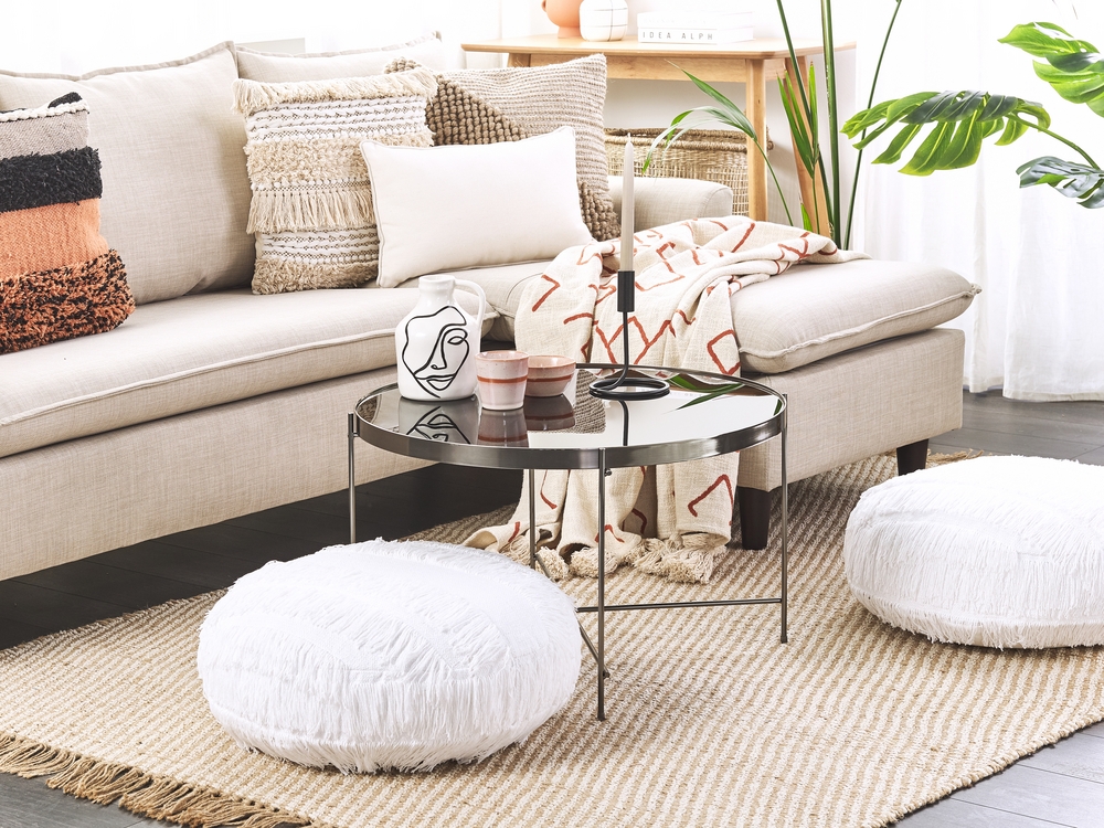 Cotton Floor Cushion 50 cm White OULAD Beliani