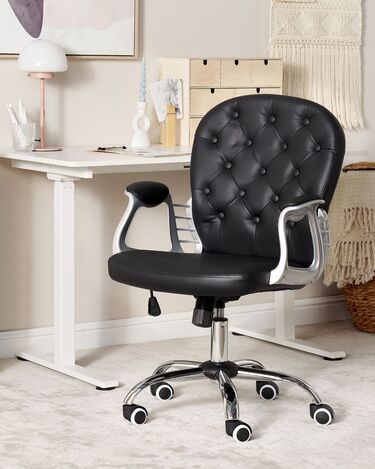 Swivel Faux Leather Office Chair Black PRINCESS