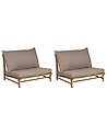 Set of 2 Garden Chairs with Cushions TODI Bamboo Taupe