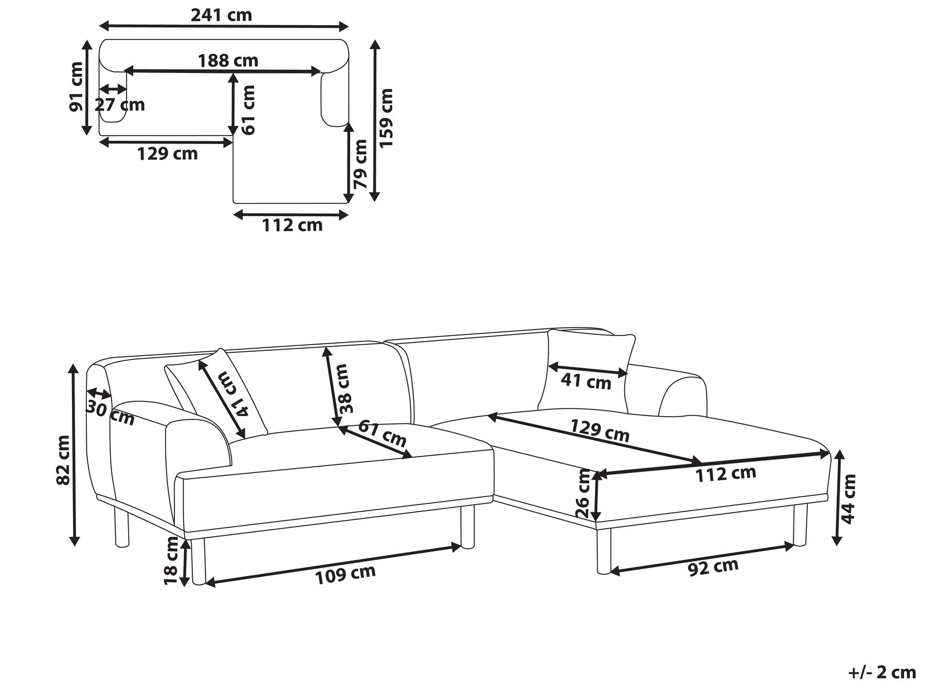 Left Hand Fabric Corner Sofa Taupe HOLT_959231