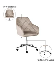 Stolička k písaciemu stolu VELORIA Zamat Béžová_1065147