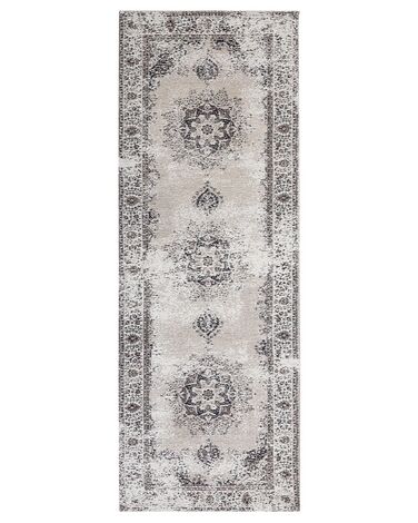 Teppich Baumwolle beige-grau 60 x 180 cm Kurzflor Läufer ALMUS