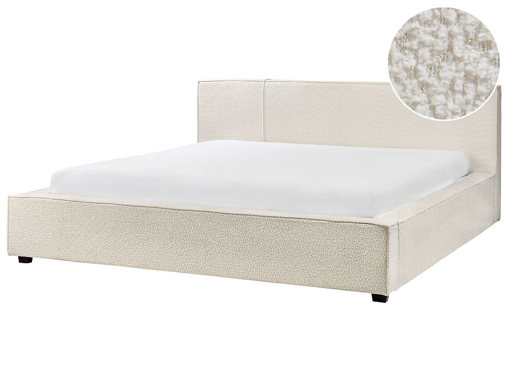 Letto Bouclé MIRANDE 180 x 200 cm Bianco sporco