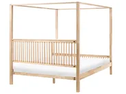 Four Poster Bed Wood HARFLEUR 180 x 200 cm (EU Super King) Light Brown_1023289