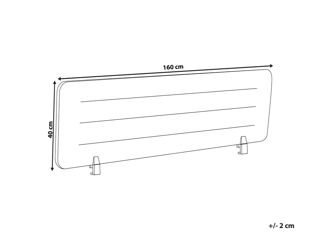 Desk Screen ZIGGY 160 x 40 cm Light Grey_1015441