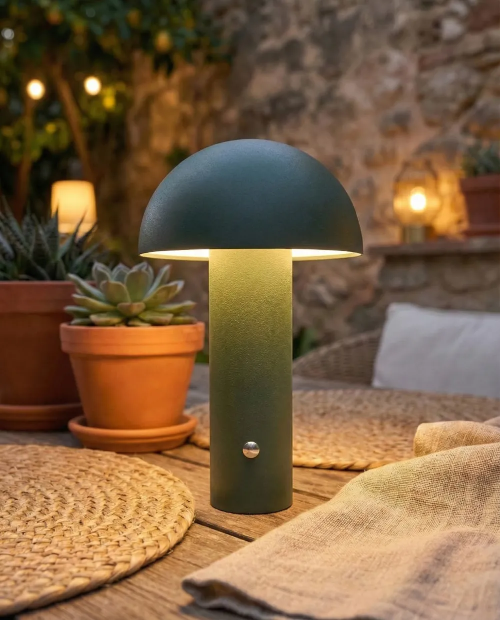 Wireless LED Table Lamp BOJO with Dimmer Metal Dark Green_1037352