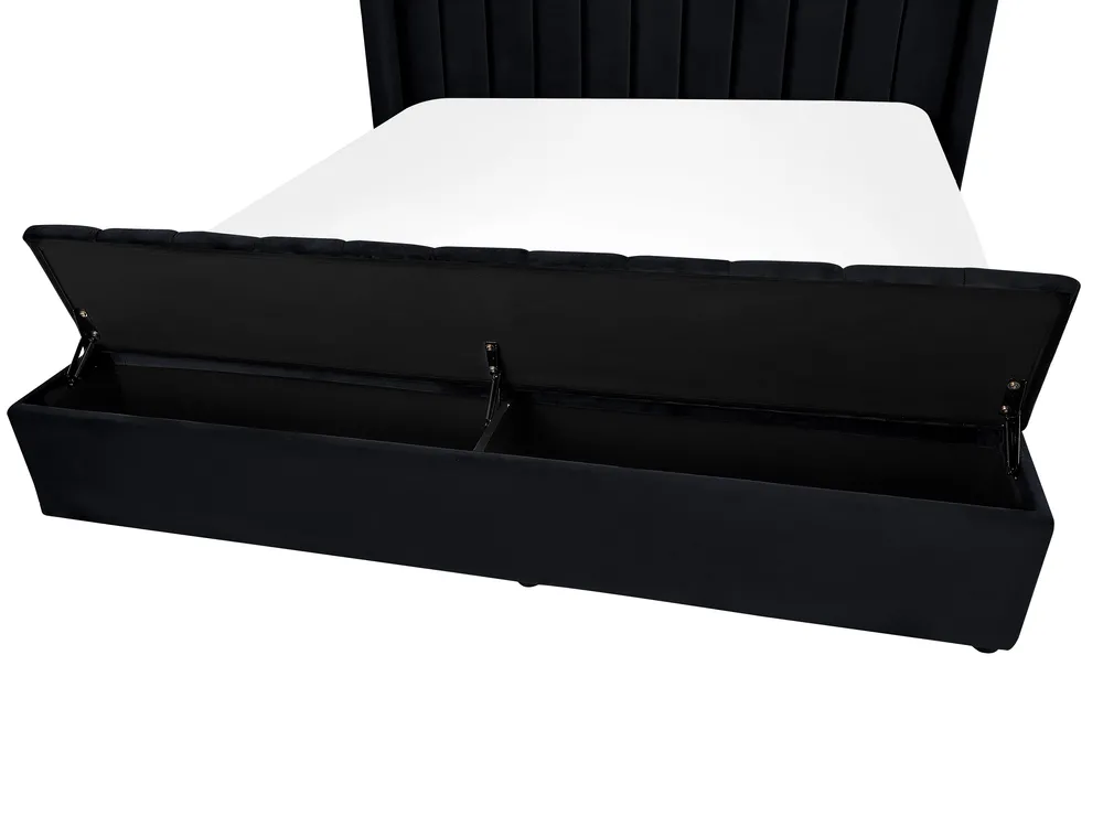 Bed with Storage Bench NOYERS Velvet Black 180 x 200 cm (EU Super King)_834584