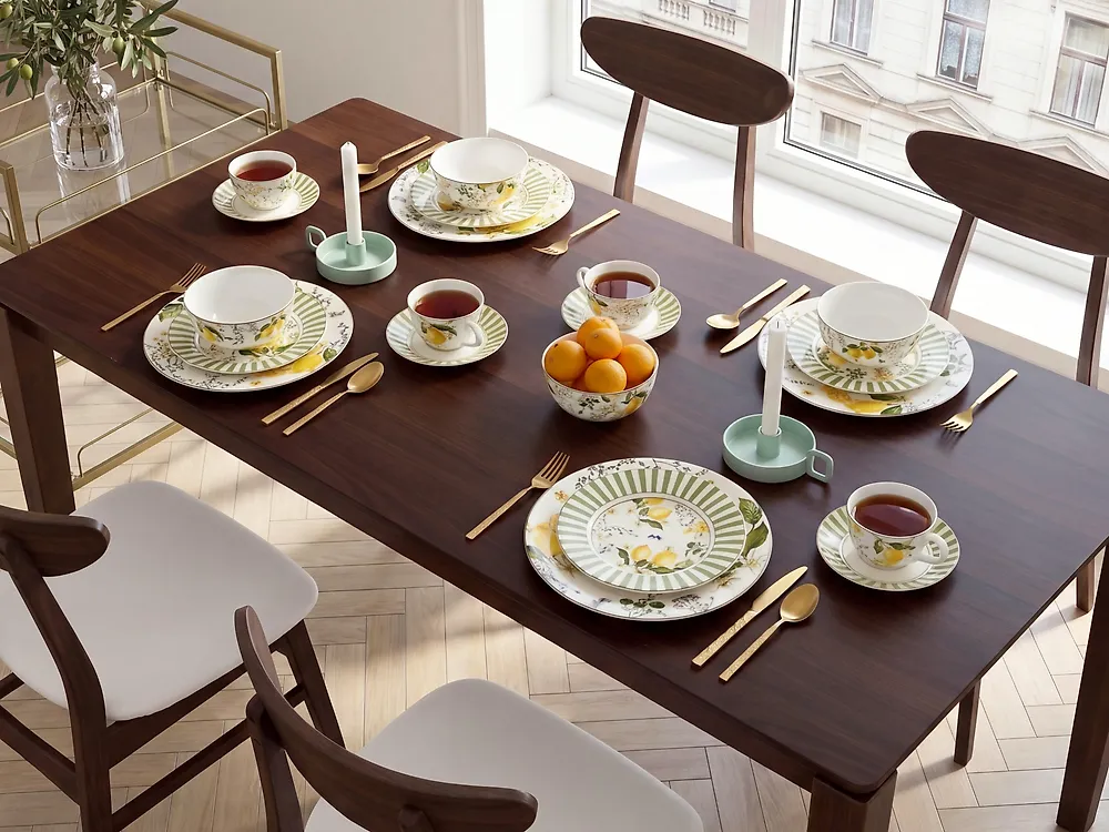 Zastawa stołowa 20-częściowa LEMONGRASS Porcelana Biały/zielony