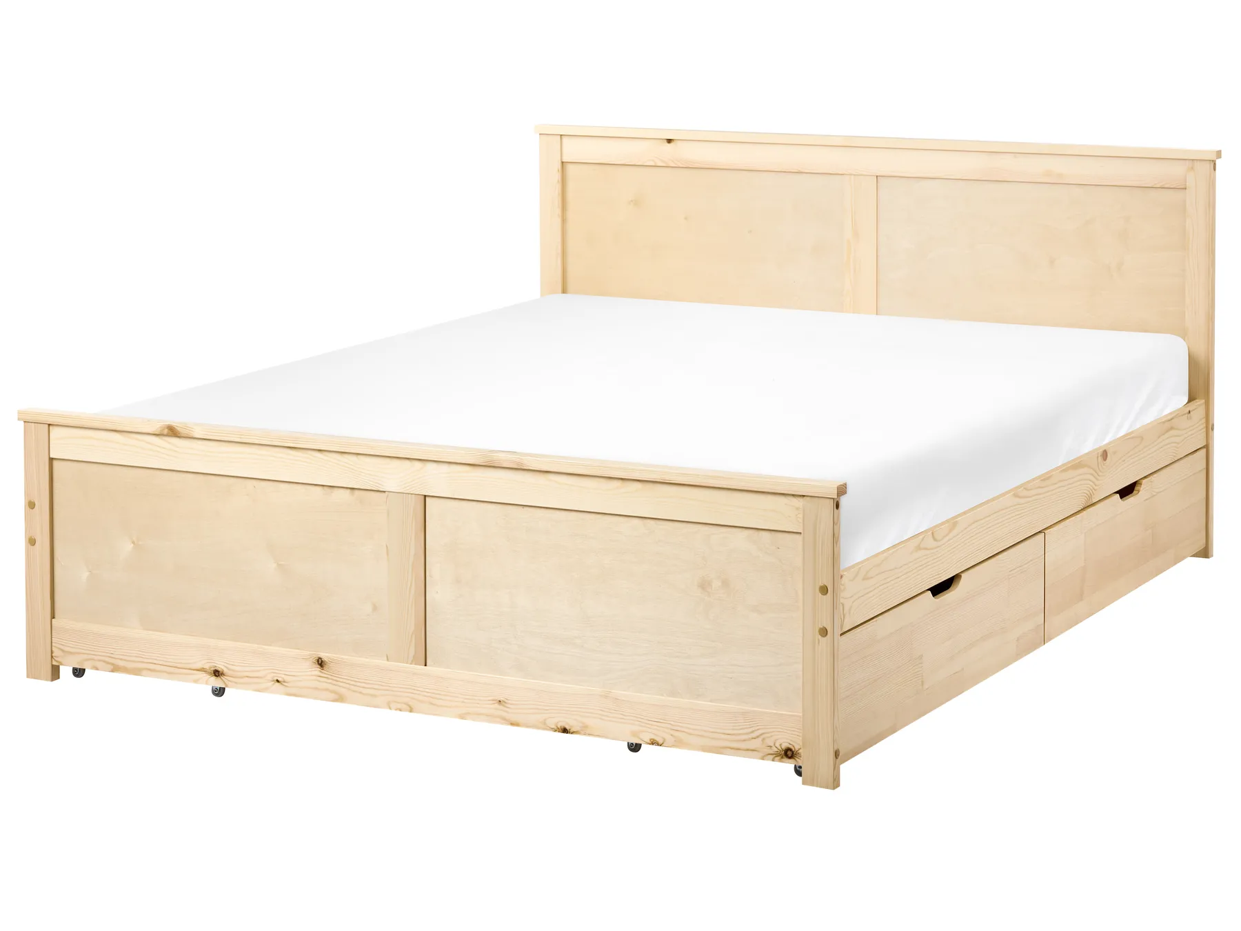 Bed with 4 Drawers DAUPHIN Pine Wood Light Brown 140 x 200 cm (EU Double)_1059831