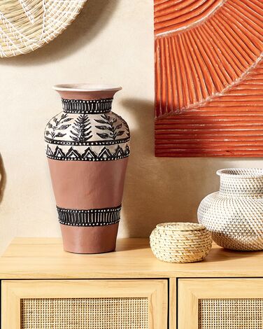 Dekorativ vase i terrakotta 40 cm brun og svart SIAK