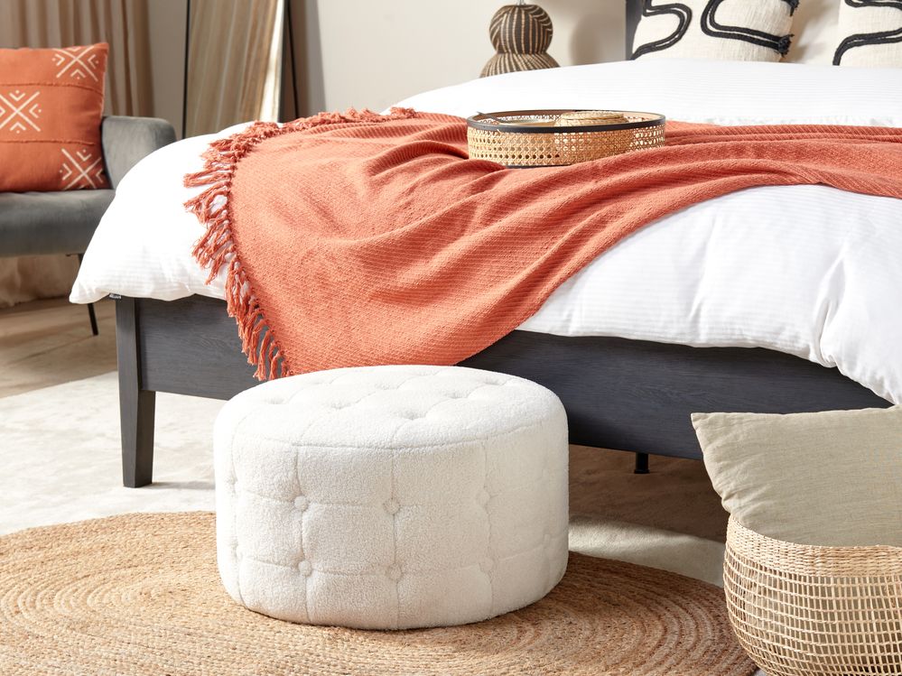 Pouf Boucle 55 cm weiB TAMPA Beliani