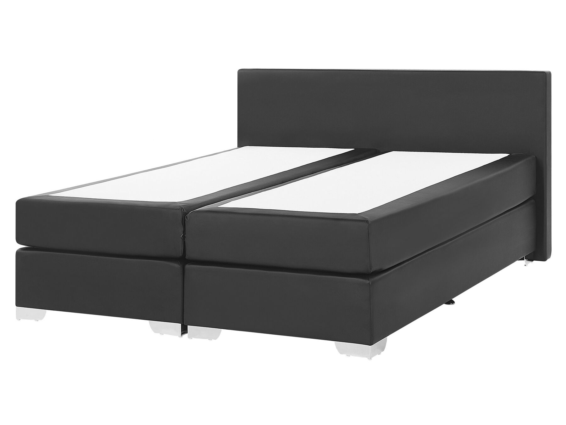 Čierna kožená kontinentálna posteľ 160 x 200 PRESIDENT_707909