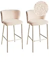 Set of 2 Bar Chairs MINA II Boucle Light Beige