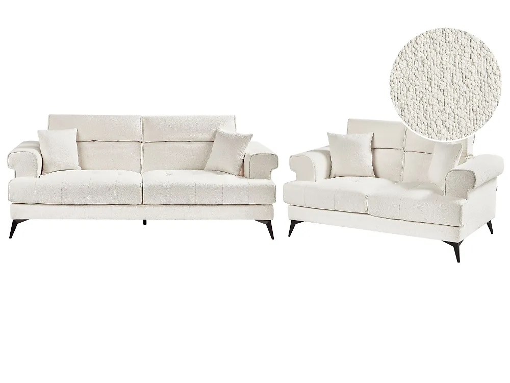 Sofa Set 5-Sitzer SKIVE Bouclé Weiß