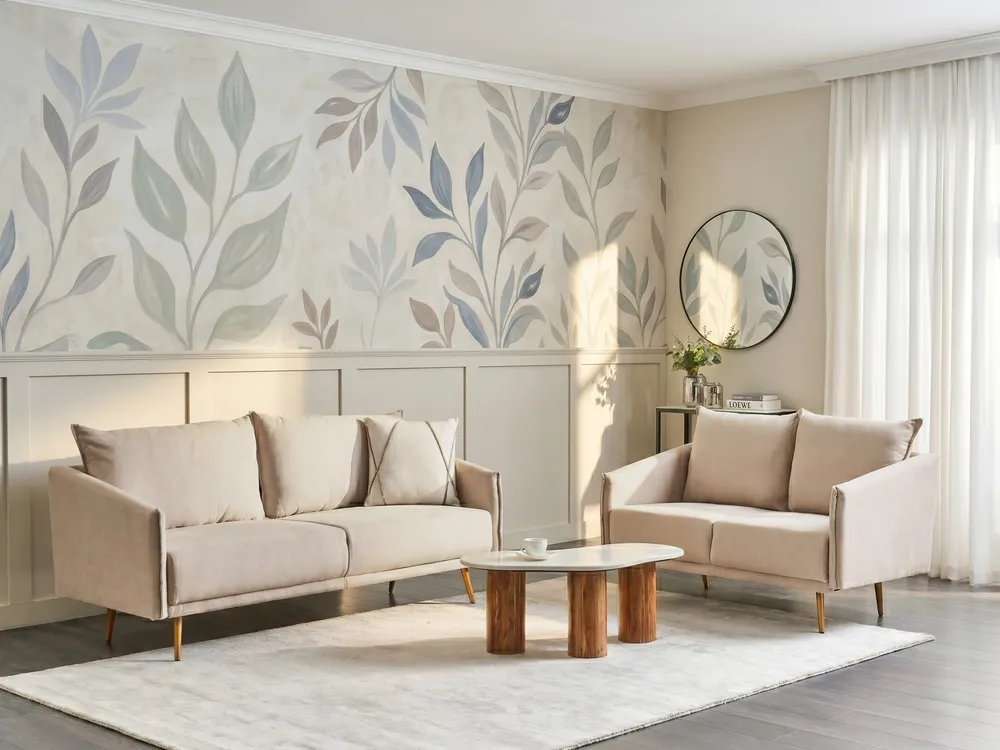 Divano 2 posti MAURA Velluto Beige_912962
