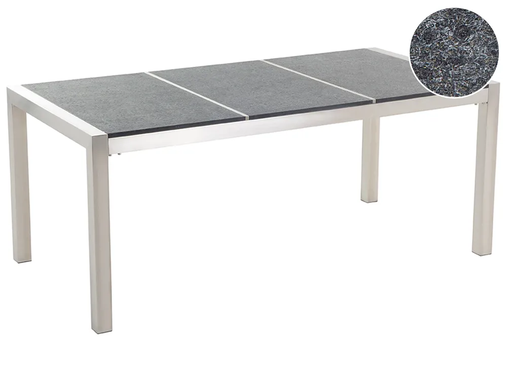 Garden Dining Table GROSSETO 180 cm 90 cm Granite Flamed Graphite Grey