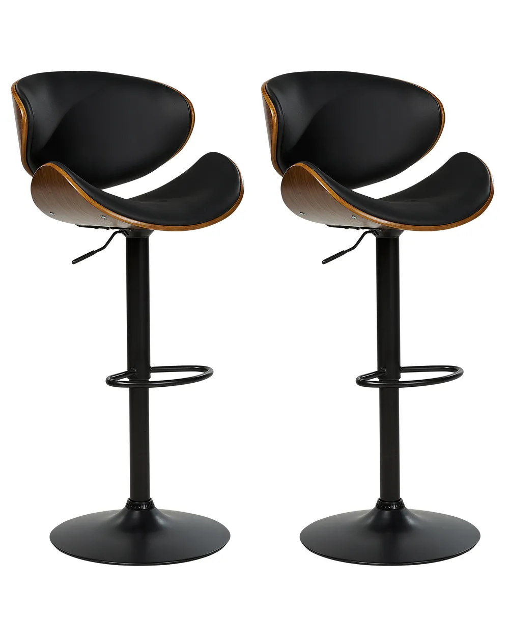 Set of 2 Bar Chairs ROTTERDAM II Faux Leather Swivel Black