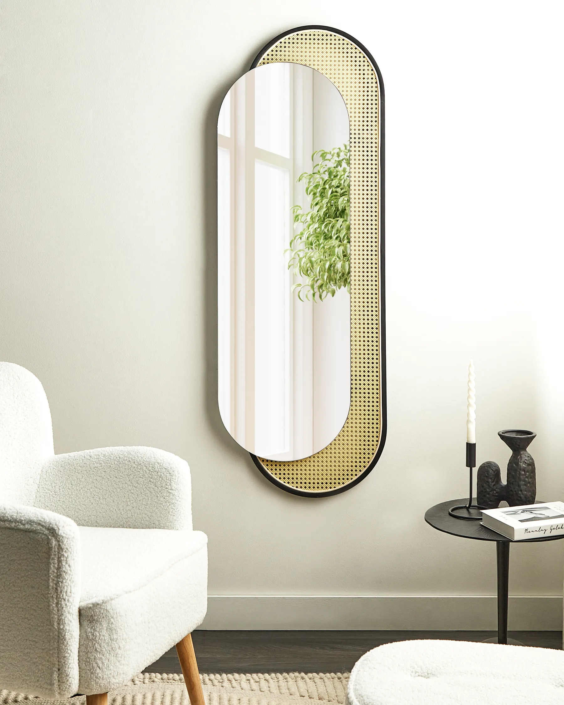 Lustro ścienne CREIL 51 cm 143 cm Technorattan Naturalny_892112