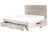 Zamatová posteľ s úložným priestorom 180 x 200 cm béžová LIEVIN_858042