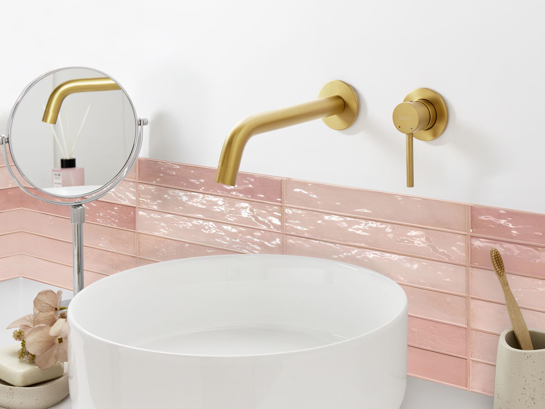 Bateria umywalkowa ścienna złota TRAFUL_996073