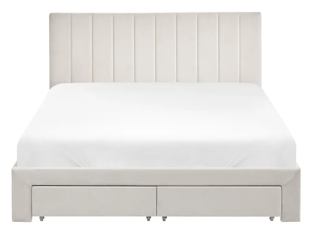 Bed with Storage Drawers LONZAC Velvet Off-White 140 x 200 cm (EU Double)_1014769
