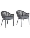 Sada 2 zahradních hliníkových židlí šedých MILETO_808122