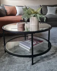 Coffee Table BIRNEY Tempered Glass Black_978268