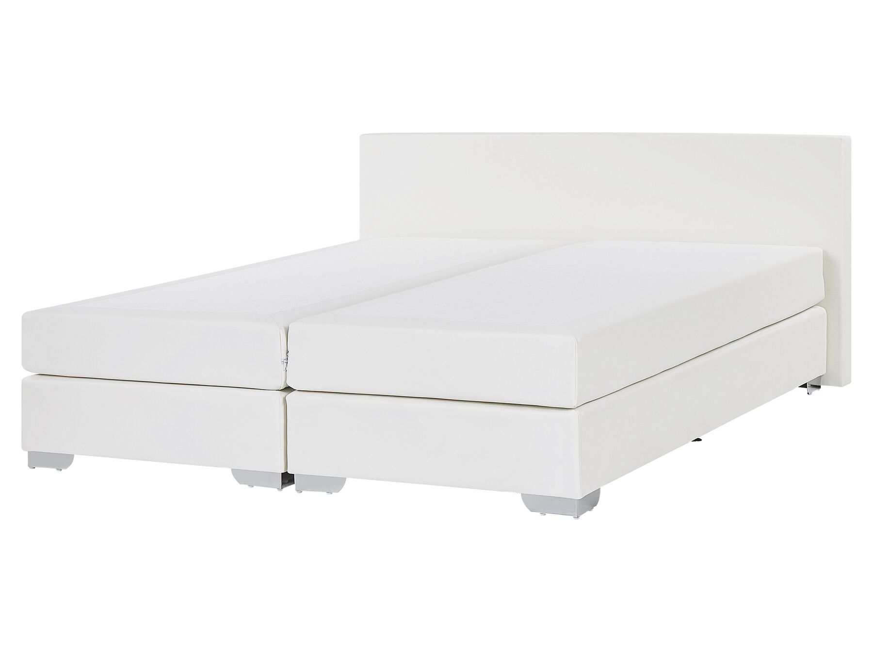 Bílá kožená kontinentální postel 160x200 PRESIDENT_707919