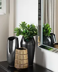 Wazon dekoracyjny APAMEA 33 cm Kamionka Czarny_1182786