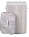 Cesta de madera de bambú gris claro/blanco crema 60 cm KOMARI_849036