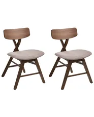 Set di 2 sedie da pranzo LELAND Legno Marrone/Tortora_1065925