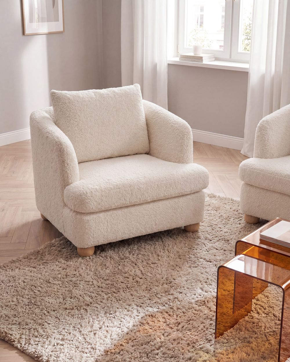 Poltrona RATTVIK Bouclé Bianco sporco