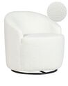 Boucle Swivel Armchair White DAVIK_875279