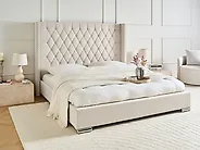 Cama Terciopelo LUBBON 180 x 200 cm Blanco crema_1185021